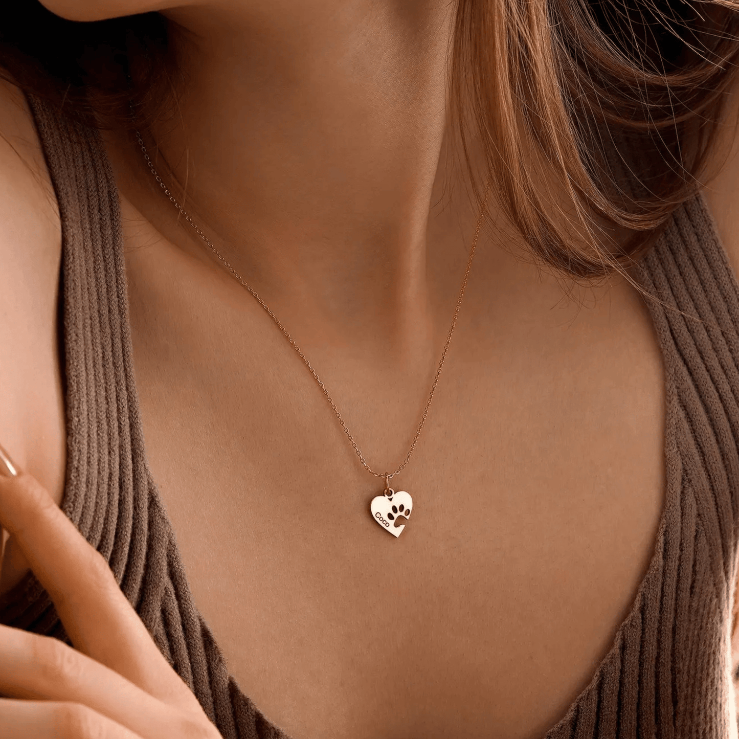 Personalizovaný náhrdelník s menom, labkou a srdcom