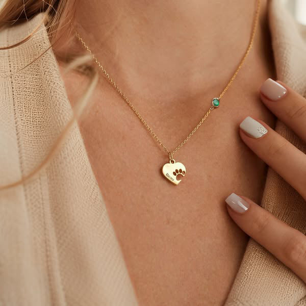 Personalizovaný náhrdelník s menom, labkou a srdcom